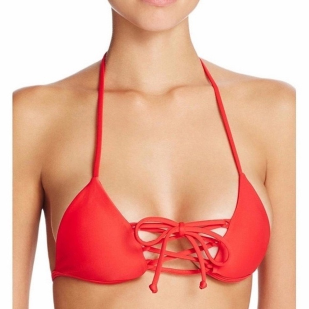 LOVERS + Friends NWT Red Ocean Tides Bikini Top Halter Size Large